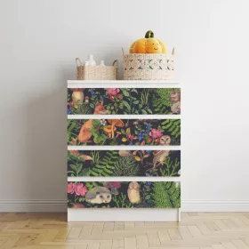   IKEA MALM bútormatrica - akvarell levelek és erdei állatok