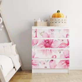   IKEA MALM bútormatrica - akvarell flamingók lés bazsarózsák