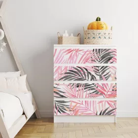   IKEA MALM bútormatrica - rózsaszín és fekete pálmalevelek