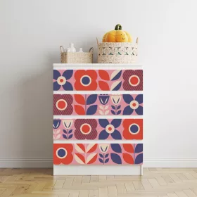 IKEA MALM bútormatrica - piros tradicionális virágok