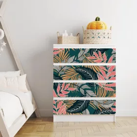   IKEA MALM bútormatrica - retro stílusú rózsaszín levelek