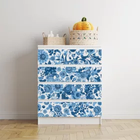 IKEA MALM bútormatrica - kék népi mintázat