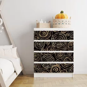   IKEA MALM bútormatrica - arany és fekete absztrakt spirálok