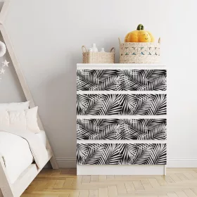 IKEA MALM bútormatrica - fekete fehér pálma levelek