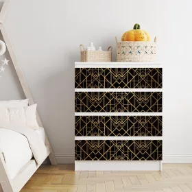 IKEA MALM bútormatrica - art deco minta a feketén