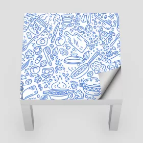   IKEA LACK asztal bútormatrica - konyhai tárgyak kék kontúrjai
