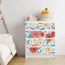 IKEA MALM bútormatrica - színes virágok fehér háttéren