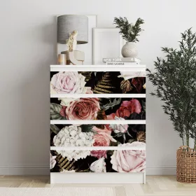   IKEA MALM bútormatrica - rózsaszín csokor fekete háttérrel