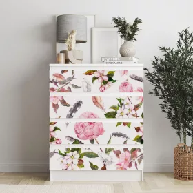   IKEA MALM bútormatrica - virágzó pünkösdi rózsa és tollak