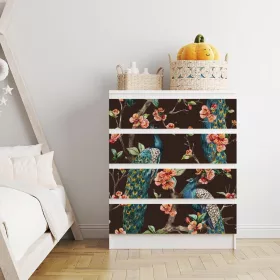 IKEA MALM bútormatrica - pávák és virágok