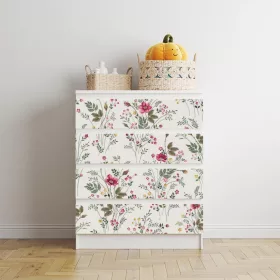 IKEA MALM bútormatrica - vörös virágok a réten