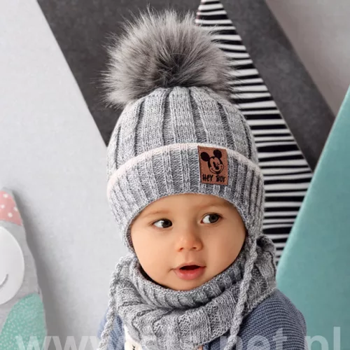 Téli gyerek sapka, körsál szett - micky