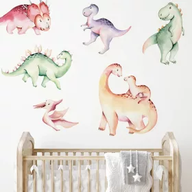 Gyerekszoba falmatrica - Színes dínók
