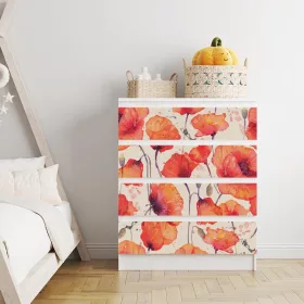 IKEA MALM bútormatrica - piros réti pipacsok