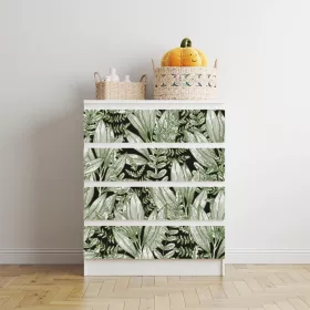 IKEA MALM bútormatrica - levelek fekete háttérrel