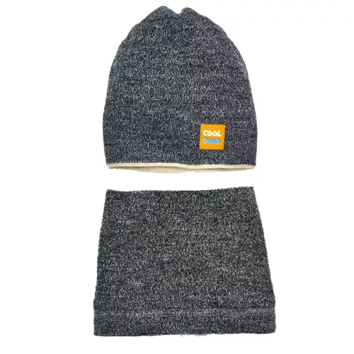 Téli gyerek sapka, körsál szett - dino