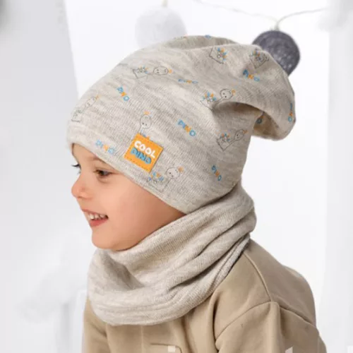 Téli gyerek sapka, körsál szett - dino