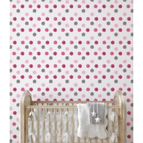 Gyerekszoba falmatrica - Rózsaszín szürke pöttyök